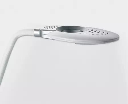 Lampe de bureau à LED Swirl, polyvalente pied/pince, blanc/argent