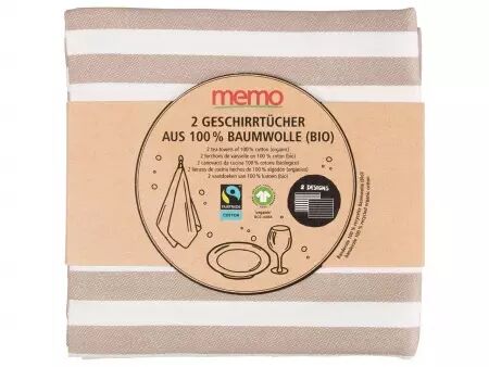 Lot 2 torchons 100% coton bio, 50 x 70 cm