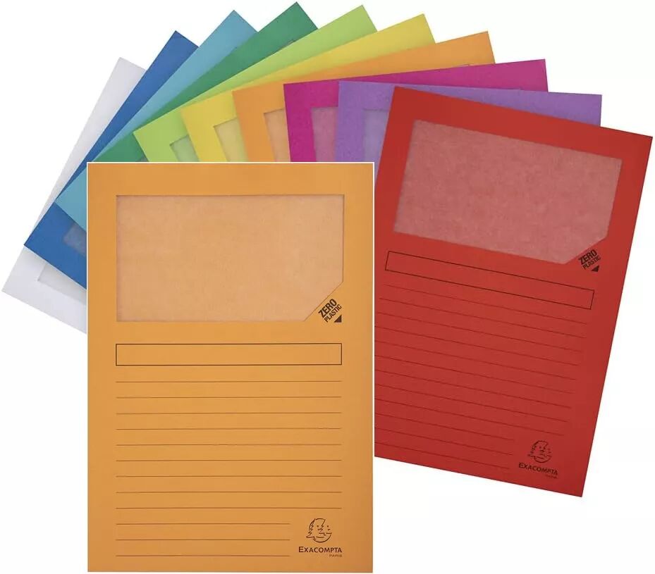 Lot de 100 Chemises &agrave; fen&ecirc;tre FOREVER, A4, 130 g/m2, Exacompta