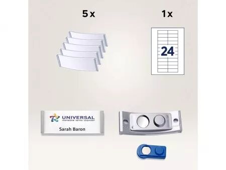 Lot de Badges nominatifs Avery \ Polar20\  avec aimant, 68 x 22 mm