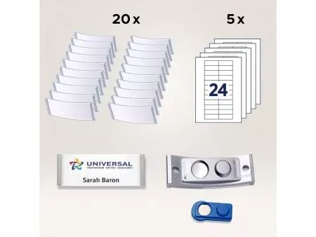 Lot de Badges nominatifs Avery \ Polar20\  avec aimant, 68 x 22 mm