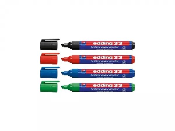 Marqueurs rechargeables Edding 33, assortiment 4 couleurs