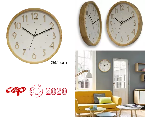 Pendule � quartz � cadre bois \ OSLO\ 