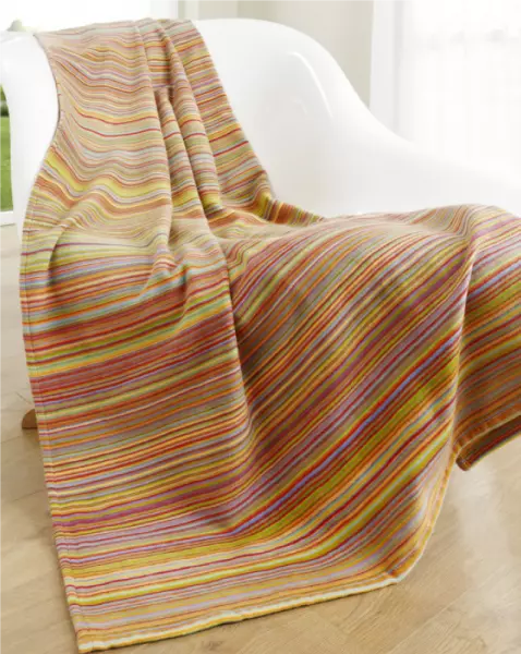 Plaid coton bio Streifen, ray�, 140x200 cm