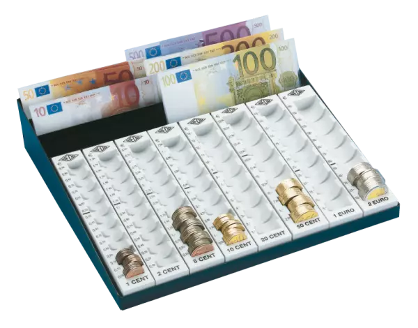VITAdisplays® Cash-Tray ECONOMY Plateau à Monnaie Transparent Personnalisable Avec Insert En