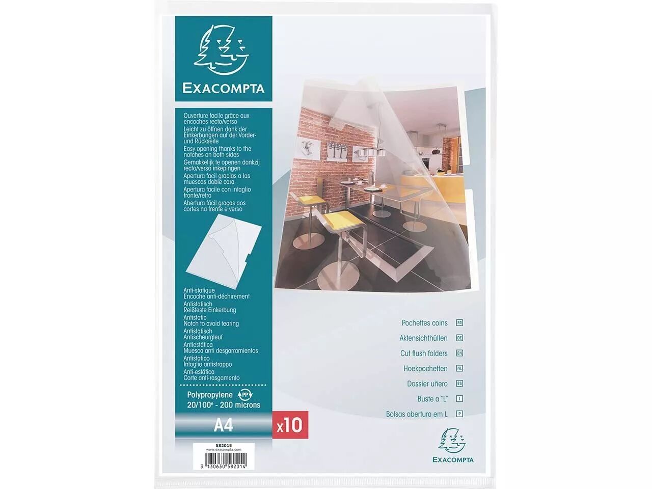 Pochettes coins Exacompta 200&micro;