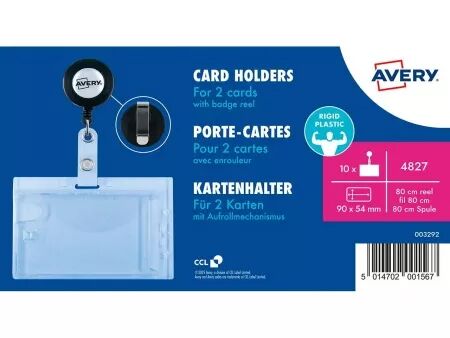 Porte badges double Avery avec enrouleur et clip
