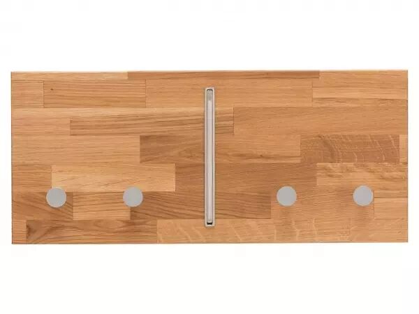 Portemanteau Comma ch�ne huil� 4 pat�res+1 porte-cintres, 50 cm