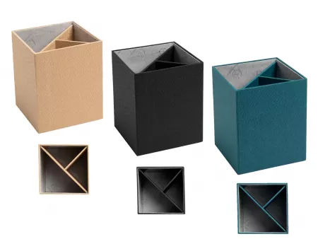 Pot &agrave; crayon en carton recycl&eacute;, 3 compartiments