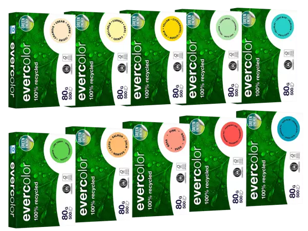 Ramette papier recycl� Evercolor 500 f. A4 80g