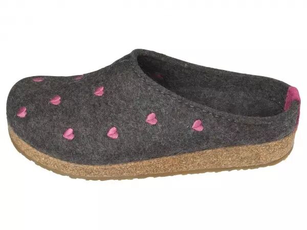 Sabots-chaussons feutre laine Grizzly Cuoricino gris anthrac