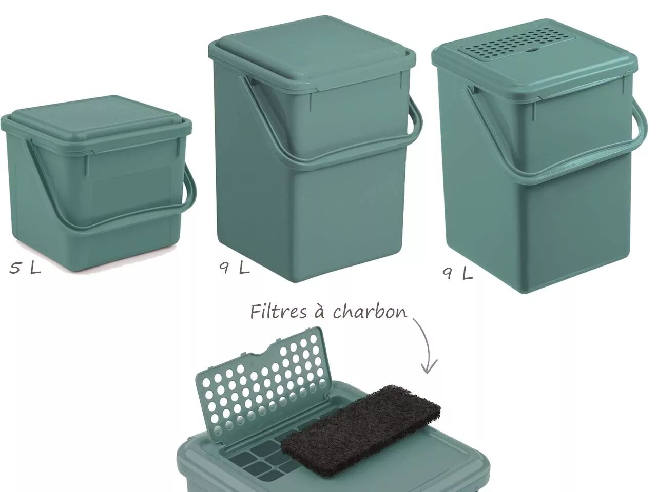 Seau &agrave; compost en plastique recycl&eacute;, accessoires, rotho