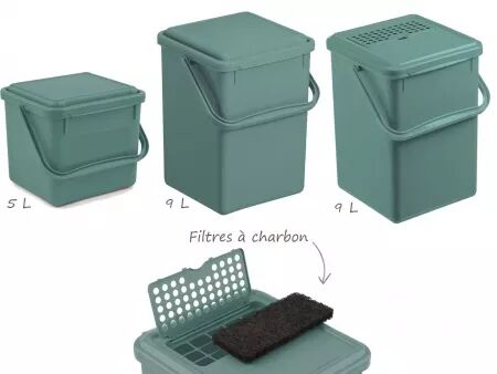 Seau &agrave; compost en plastique recycl&eacute;, accessoires, rotho