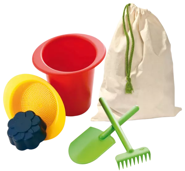 Set pelles et seau pour le bac � sable, en bio-plastique