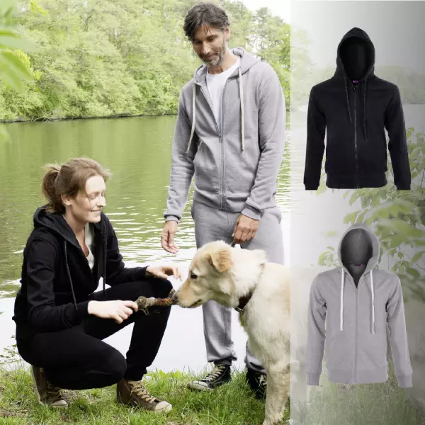 Sweat-shirt � capuche, zipp�, coton bio 300 g