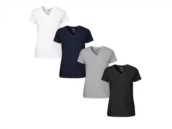 T-shirt femme coton bio 155g col en V, � perso