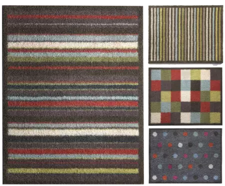 Tapis de sol absorbant coton/latex 65x85 cm, damier coloré