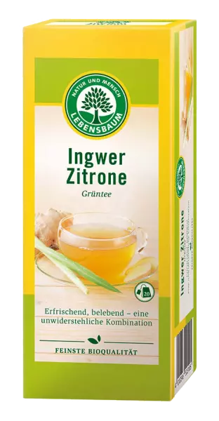 Th� vert gingembre citron, bio, 20 sachets de 2 g