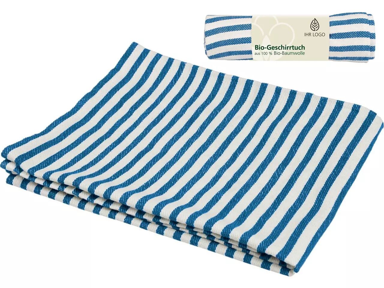 Torchon rayures, coton bio, 50 x 70 cm, personnalis&eacute;