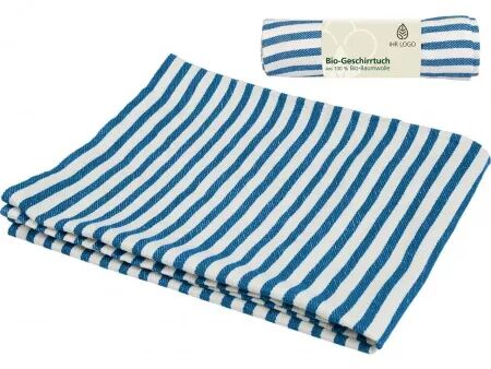 Torchon rayures, coton bio, 50 x 70 cm, personnalis&eacute;