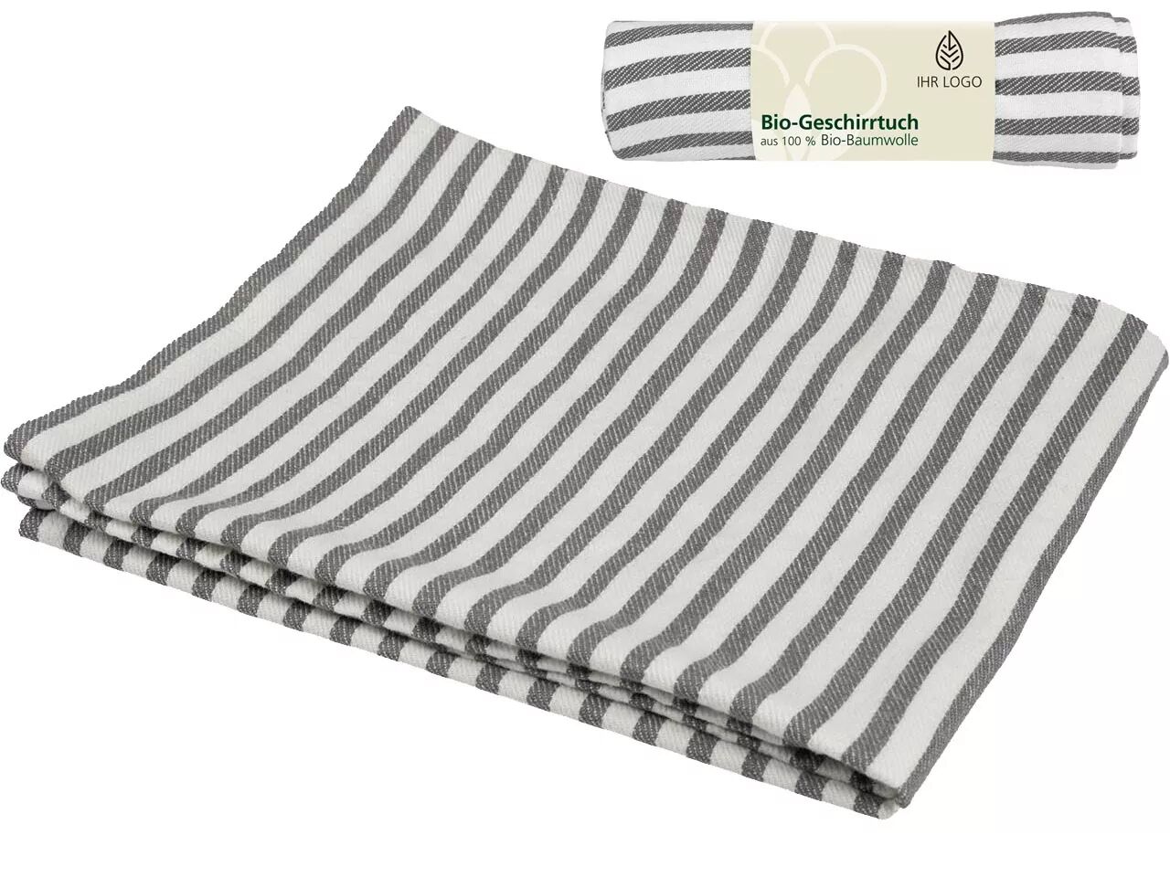 Torchon rayures, coton bio, 50 x 70 cm, personnalis&eacute;