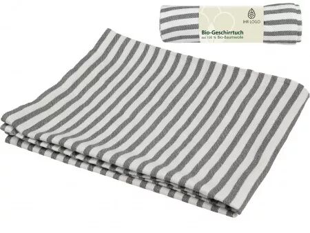 Torchon rayures, coton bio, 50 x 70 cm, personnalis&eacute;