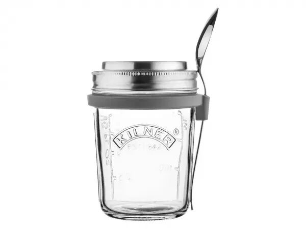 Verre avec couvercle et cuill�re en acier inoxydable, 350 ml